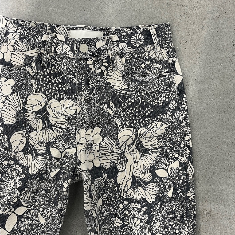 MOTHER Black and White Floral Pants - Picture 1 of 8
